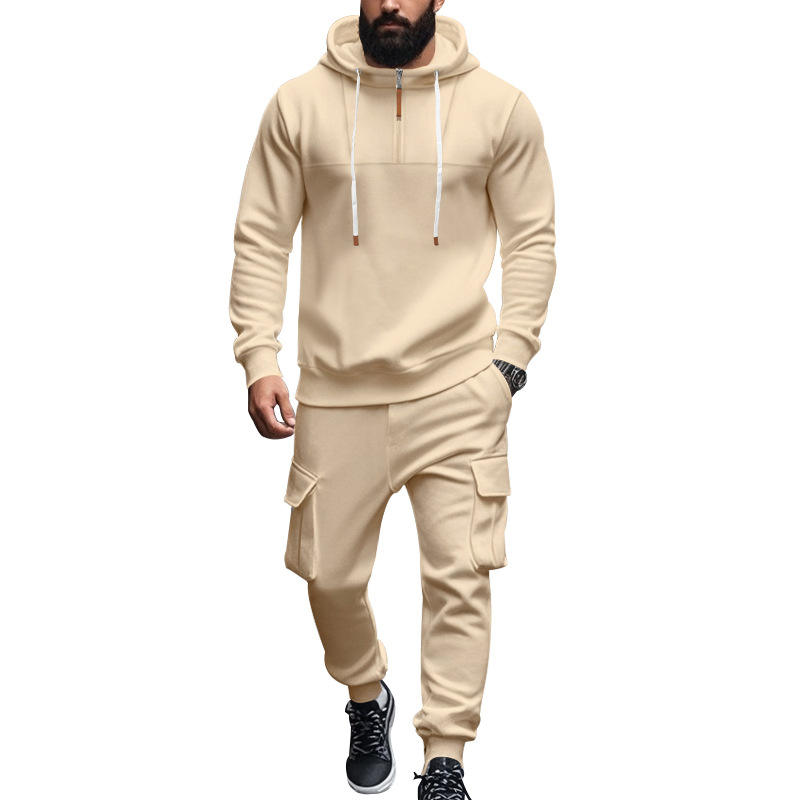 Fleece Hoodie Lined - Herren Hoodie-Hosen-Set Fleece-Gefüttert Lässiger Loose-Fit Herbst