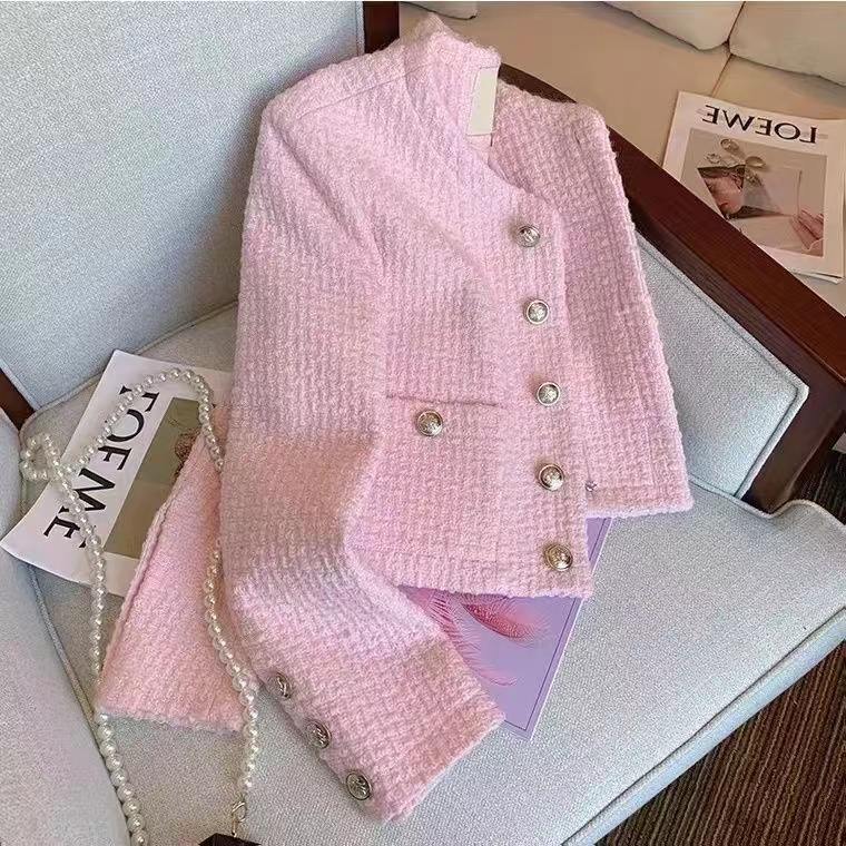 Jack Winter Clothing - Frauen Tweed duftende rosa Jacke Langarm