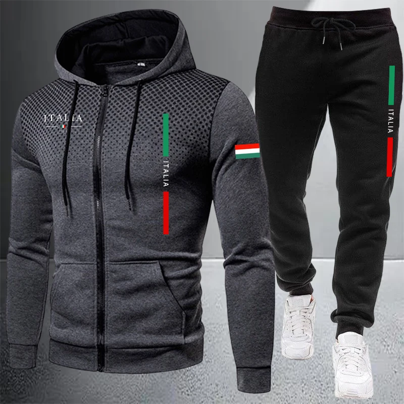 Winter Clothes - Herren-Trainingsanzug Lässiger Reißverschluss-Kapuzenpullover Outdoor-Sportbekleidung Jogging-Anzug Herbst-Winter