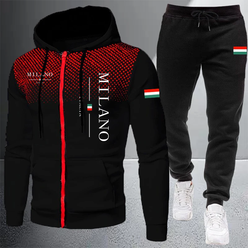 Winter Clothes - 2026 Hochwertige Herrenbekleidung Reißverschluss-Kapuzenpullover Sport-Jogginganzug Herbst-Winter