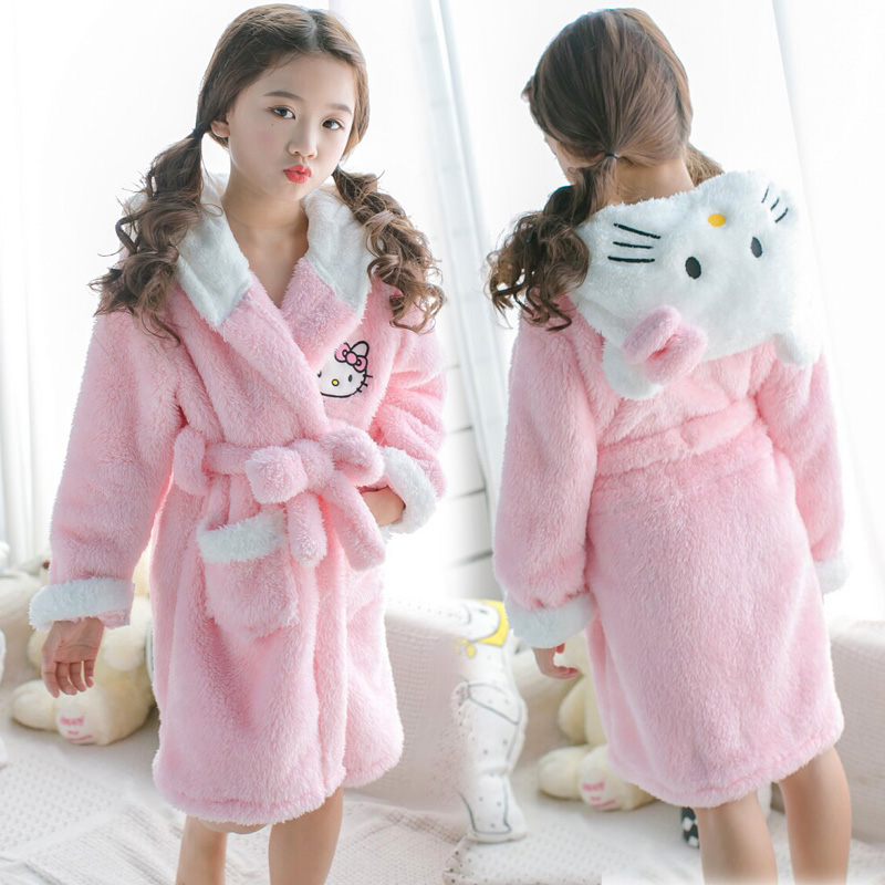 Fleece Hoodie Lined - Hello Kitty Miniso Korallenvlies-Nachthemd für Kinder,