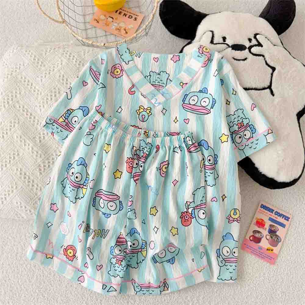 Winter Clothing Kit - Sanrio Hangyodon Damen-Pyjama-Set Kawaii Cartoon Sommer