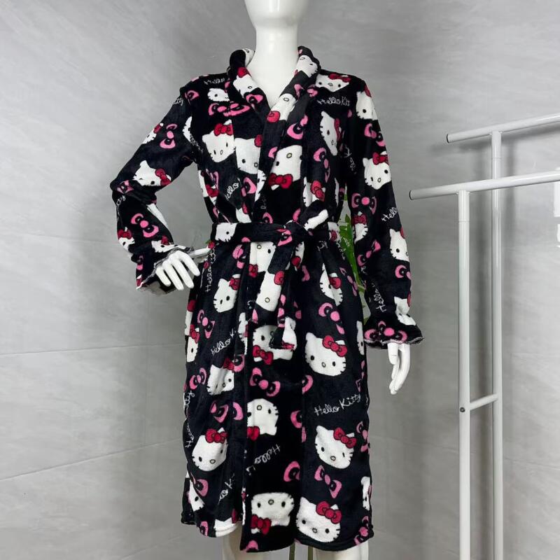 Winter Clothes - Nachthemd Hello Kitty, neuer Herbst-Winter-warmer mittellanger