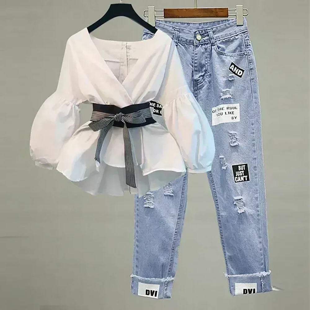 Winter Clothing Sale - Frauen Elegante V-ausschnitt Streifen Laterne Hülse