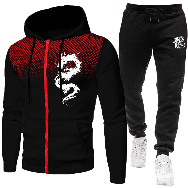 Winter Clothing For - Herren Paris Drachenmuster Mode-Print-Set Zweiteiliges Set