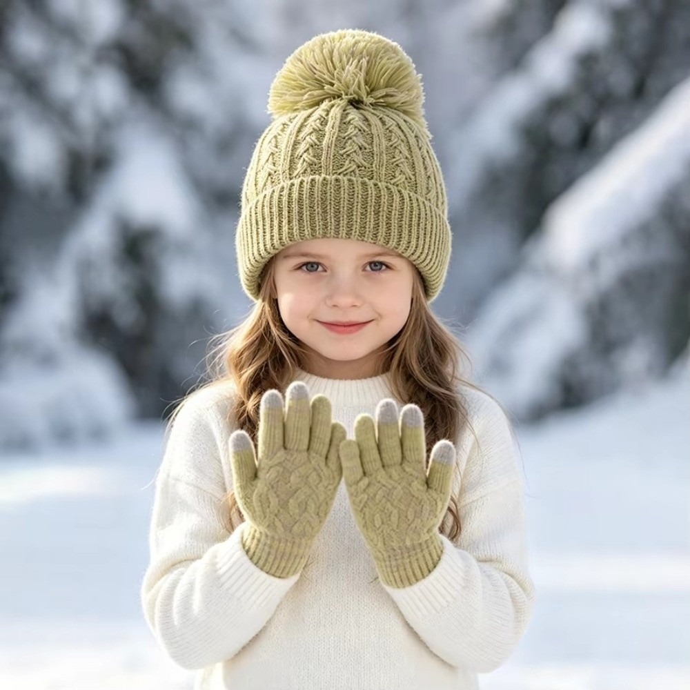 Knit Glove Touch Screen - 2-teiliges Set Modische Winter-Kindermütze und Handschuhe,