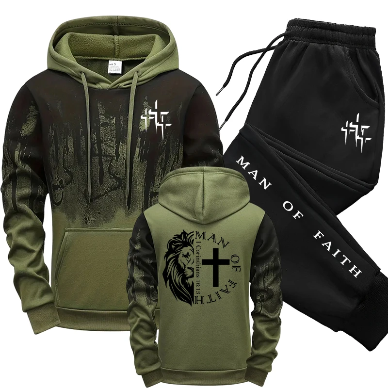 Winter Clothes - Man of Faith Muster Herren-Set Kapuzenpullover