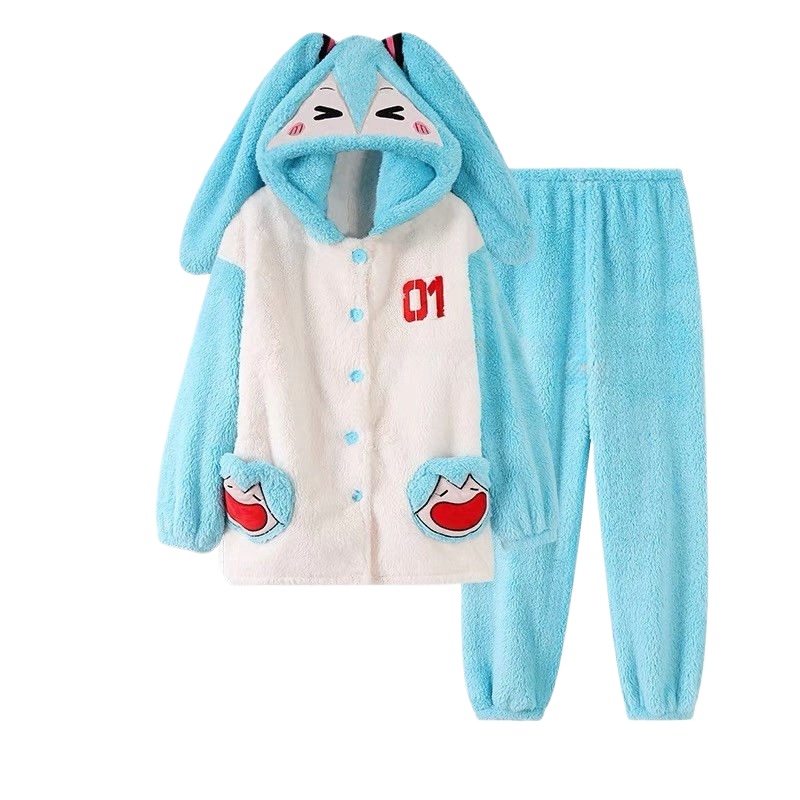 Fleece Hoodie Lined - Hatsune Miku Cartoon-Animationsperipheriegeräte, süßer langärmeliger Pyjama