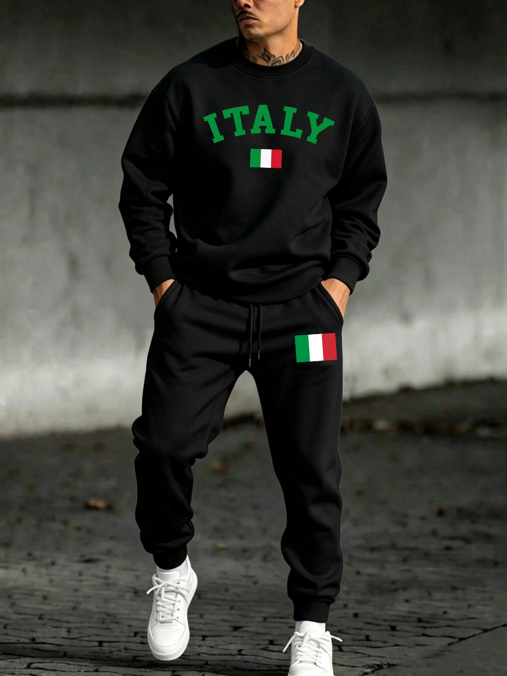 Winter Clothes - 2-teiliges Pullover-Set für Herren mit Italien-Flagge