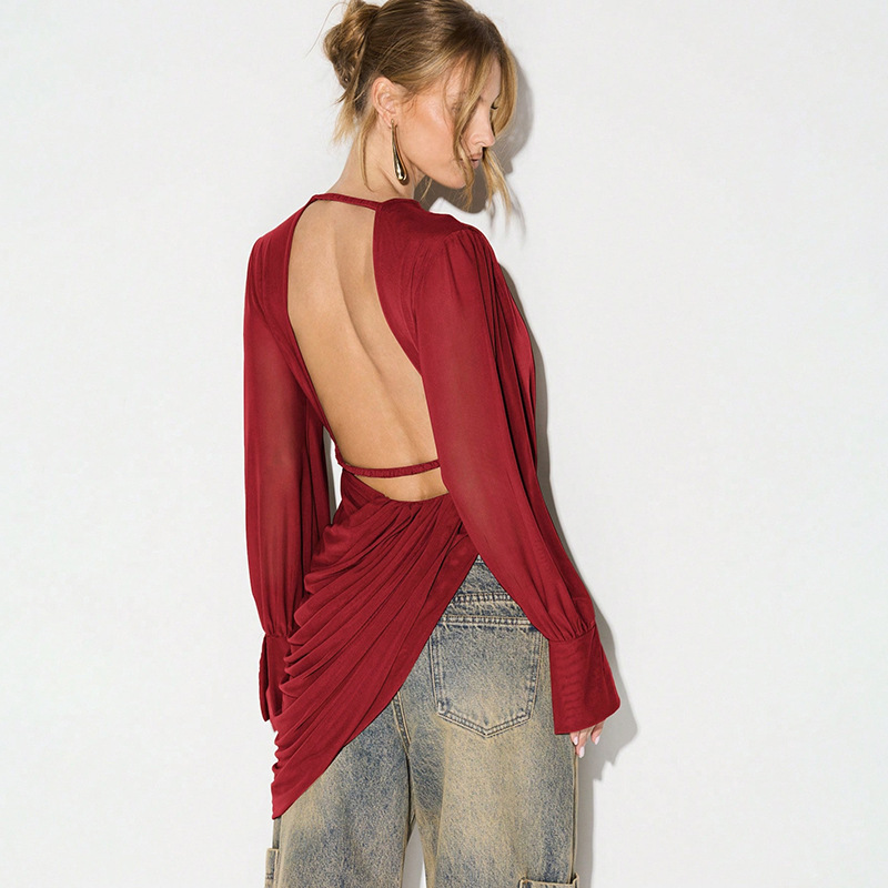 V-Ausschnitt Mesh-Tops Einfarb – Winter Clothes Bewertung und Preis
